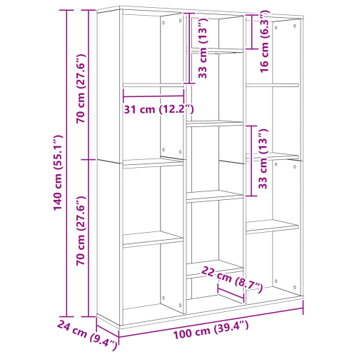 Разделител за стая Черния дъб 100 x 24 x 140 см Инженерно дърво