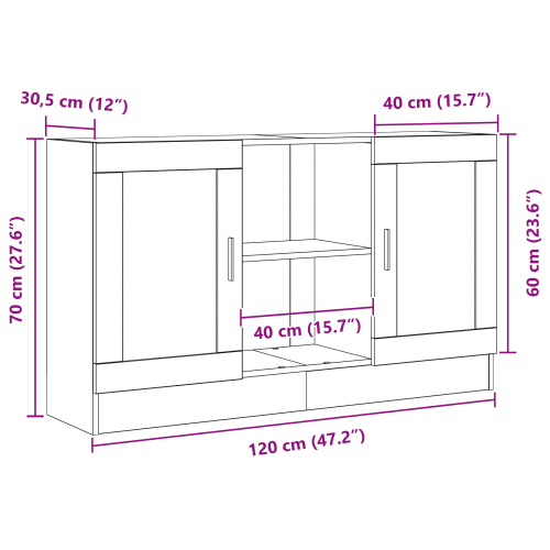 Служебен шкаф Черния дъб 120 x 30,5 x 70 см Инженерно дърво