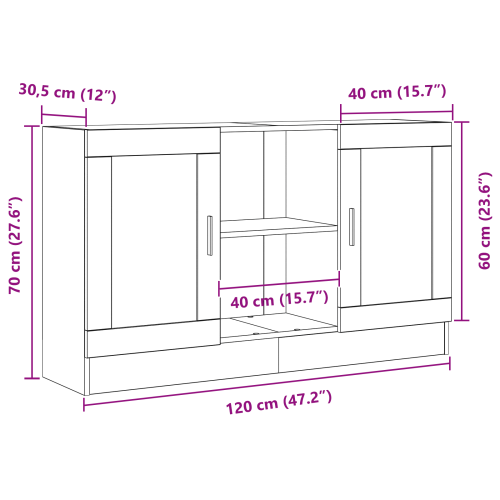 Служебен шкаф Черния дъб 120 x 30,5 x 70 см Инженерно дърво