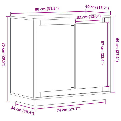 Служебен шкаф Дъб 80 x 40 x 75 см Инженерно дърво