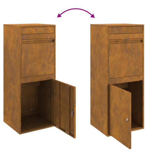 Пощенска кутия за пратки с врата Ръждясало 41 x 38 x 103 см