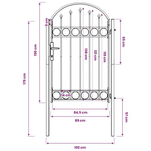 Врата за ограда с заключване Assen Сив 100 x 150 cm