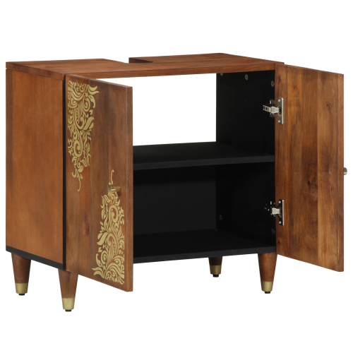 Шкаф за мивка Меден кафяв 62 x 33 x 58 см Солидно мангово дърво