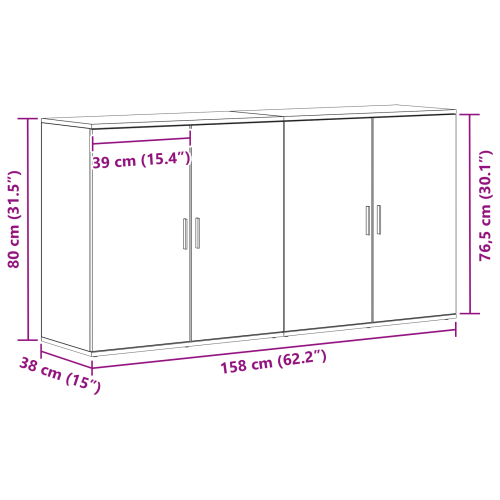 Служебен шкаф 2 pcs Дъб 79 x 38 x 80 см Инженерно дърво