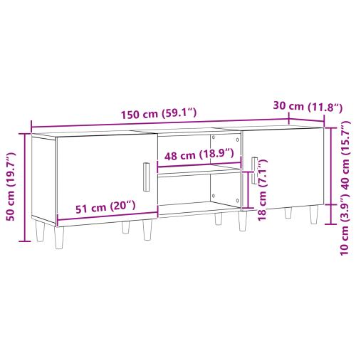 ТВ шкаф Черния дъб 150 x 30 x 50 см Инженерно дърво