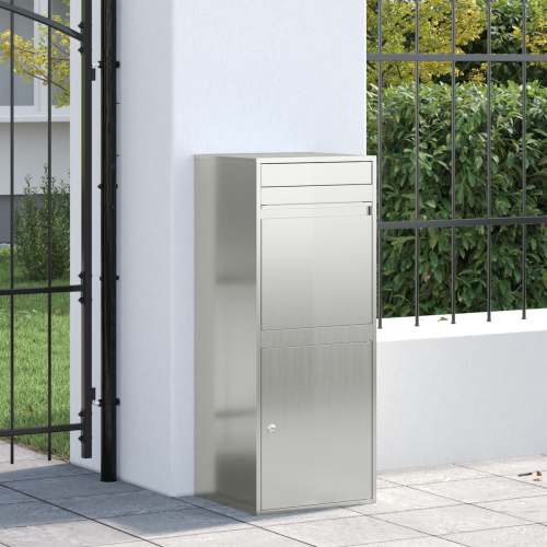 Пощенска кутия за пратки с врата Сребристо 47,5 x 38 x 59 см