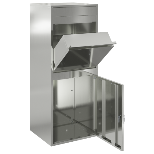 Пощенска кутия за пратки с врата Сребристо 47,5 x 38 x 59 см