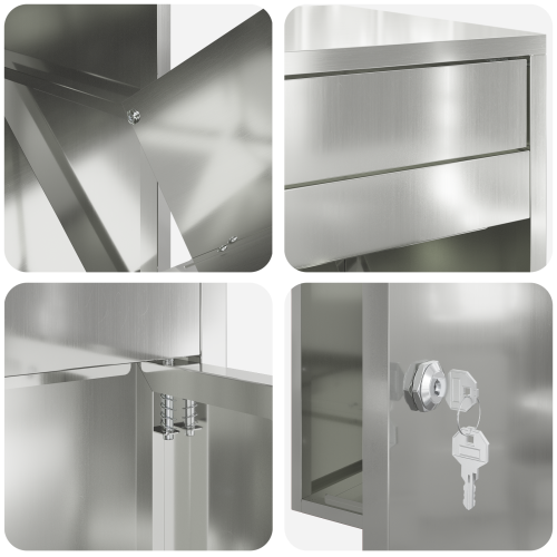 Пощенска кутия за пратки с врата Сребристо 47,5 x 38 x 59 см