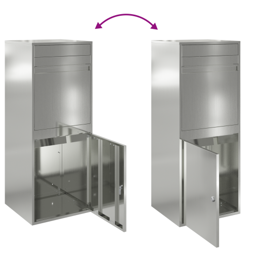 Пощенска кутия за пратки с врата Сребристо 47,5 x 38 x 59 см