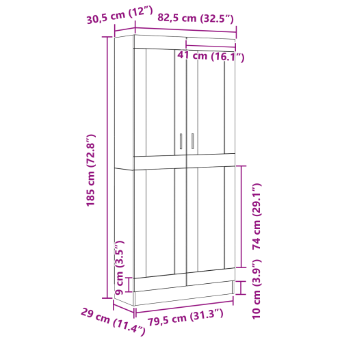 Шкаф за книги Черния дъб 82,5 x 30,5 x 185 см Инженерно дърво