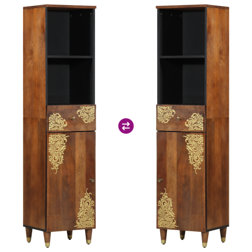 Шкаф за баня с чекмедже Меденокафяво 38 x 33 x 160 см