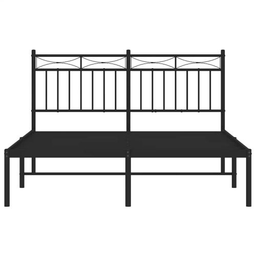 Метална рамка за легло с горна табла, черна, 135x190 см