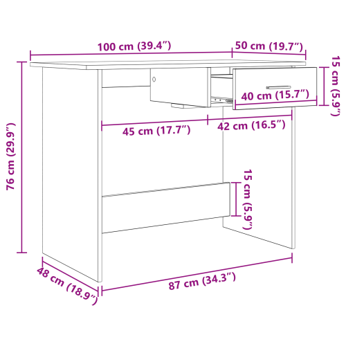 Бюро с чекмедже Дъб 100 x 50 x 76 см Инженерно дърво