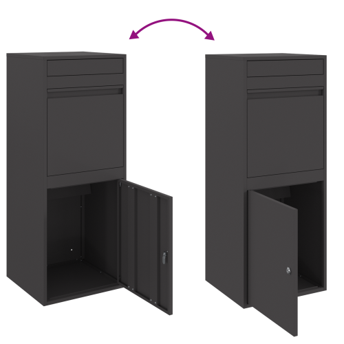 Пощенска кутия за пратки с врата Черно 41 x 38 x 103 см Стомана