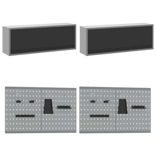 Комплект работни шкафове с чекмедже със съхранение 10 pcs Черно