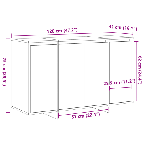 Служебен шкаф Бяло 120 x 41 x 75 см Инженерно дърво