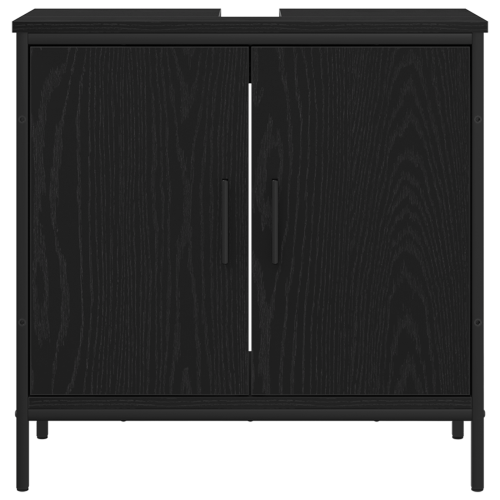 Комплект мебели за баня с рафт 3 pcs Черно Инженерно дърво