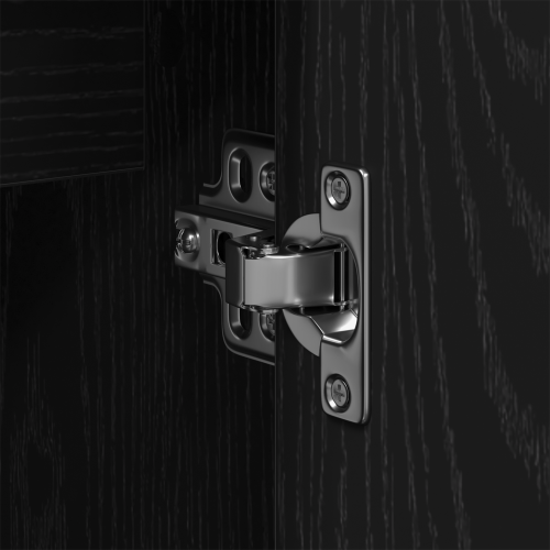 Комплект мебели за баня с рафт 3 pcs Черно Инженерно дърво