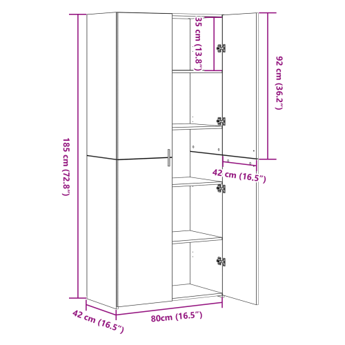 Висок шкаф 2 pcs Старо дърво 80 x 42 x 185 см