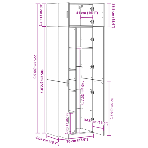 Шкаф за съхранение 3 pcs Старо дърво