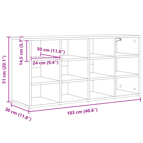 Шкаф за обувки Бетонно сиво 103 x 30 x 51 см Инженерно дърво