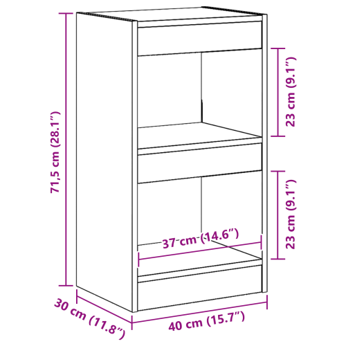 Шкаф за книги Черния дъб 40 x 30 x 71,5 см Инженерно дърво