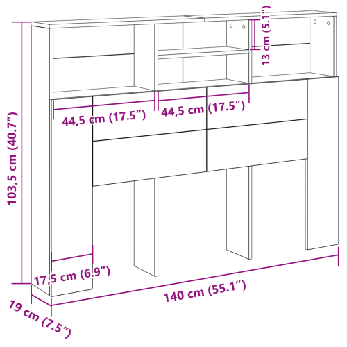 Табла за легло Черния дъб 140 x 19 x 103,5 cm Инженерно дърво