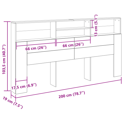 Табла за легло Черния дъб 200 x 19 x 103,5 cm Инженерно дърво