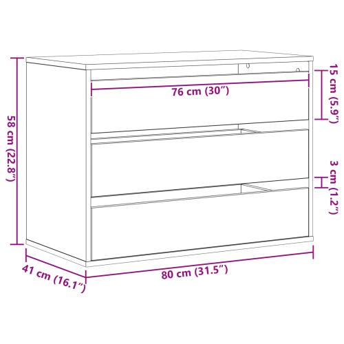 Чекмеджетен шкаф Черно 80 x 41 x 58 см Инженерно дърво