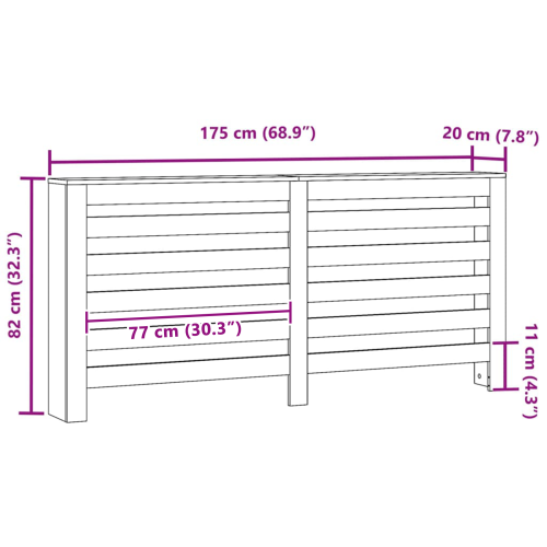 Калъф за радиатор Черния дъб 175 x 20 x 82 cm Инженерно дърво
