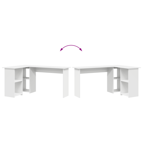 Бюро с рафт Бяло 142 x 102 x 73 см Инженерно дърво