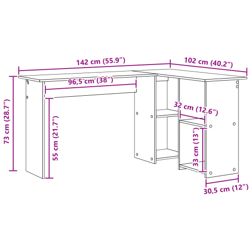 Бюро с рафт Дъб 142 x 102 x 73 см Инженерно дърво