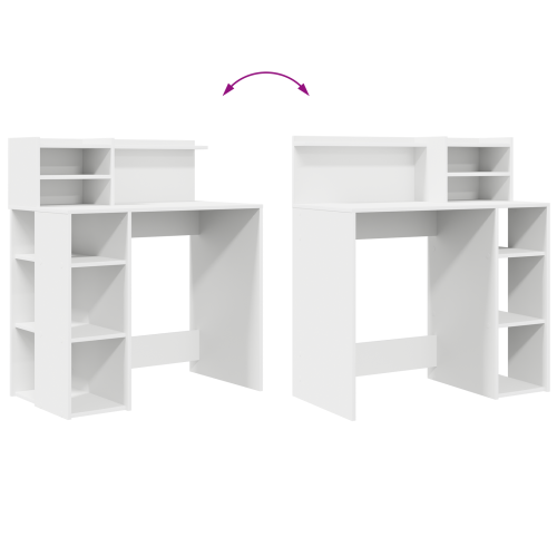 Бюро с рафт Бяло 90 x 48 x 101,5 см Инженерно дърво