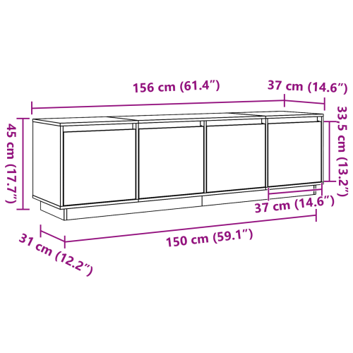 ТВ шкаф Кафяво 156 x 37 x 45 см Инженерно дърво