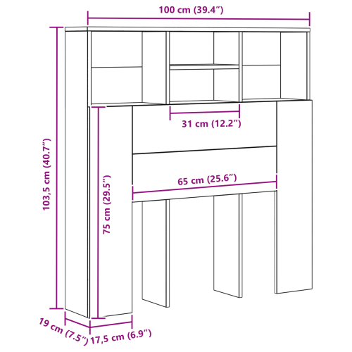 Табла за легло Старо дърво 100 x 19 x 103,5 cm Инженерно дърво