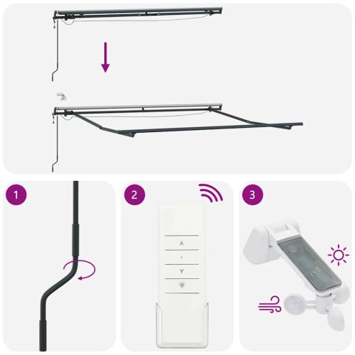 Автоматично прибираща се тента с LED, кафяв, 300x250 см