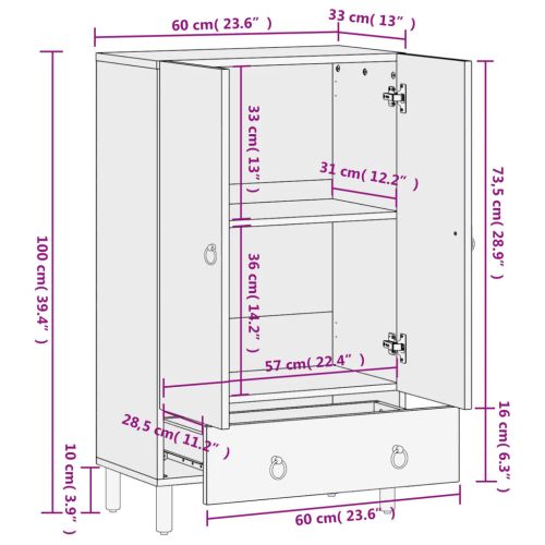 Висок шкаф, 60x33x100 см, мангово дърво масив