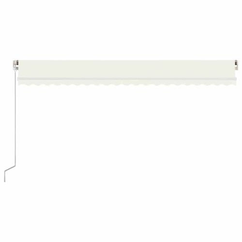 Ръчно прибиращ се сенник с LED, 500x300 см, кремав
