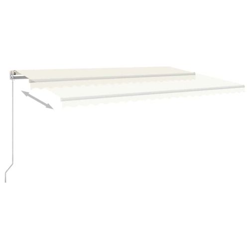 Ръчно прибиращ се сенник с LED, 500x300 см, кремав