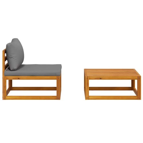 Градински диванен комплект с възглавници, 2 части, акация масив