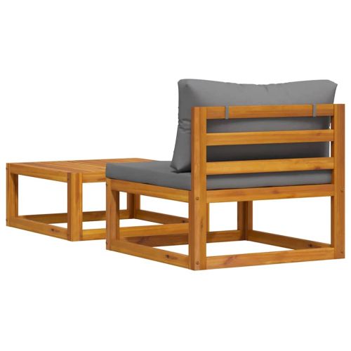 Градински диванен комплект с възглавници, 2 части, акация масив