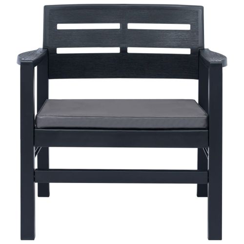 Градински комплект, 3 части, пластмаса, антрацит