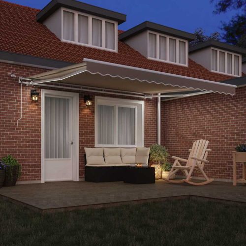 Сгъваем навес Бежово 400 × 300 cm Полиестер и метал