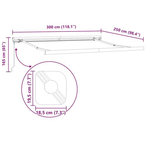 Ръчно прибираща се тента, кафява, 300x250 см