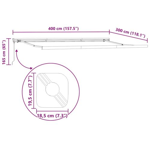 Ръчно прибираща се тента, кафява, 400x300 см