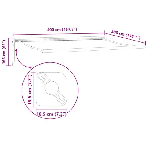 Автоматично прибираща се тента, кафява, 400x300 см