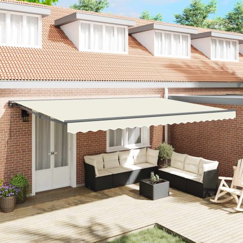 Рамка за сенник Крем 500 × 300 cm Полиестер с PU покритие