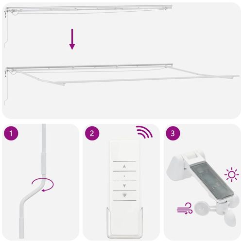 Автоматично прибираща се тента с LED, бордо, 600x300 см