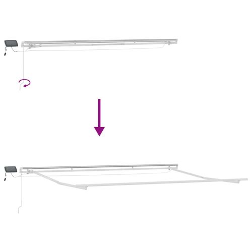 Ръчно прибираща се тента с LED, кафяв, 500x300 см