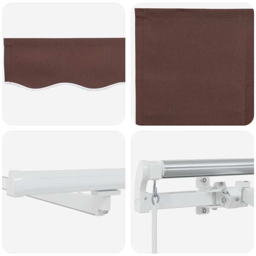 Ръчно прибираща се тента с LED, кафяв, 600x300 см